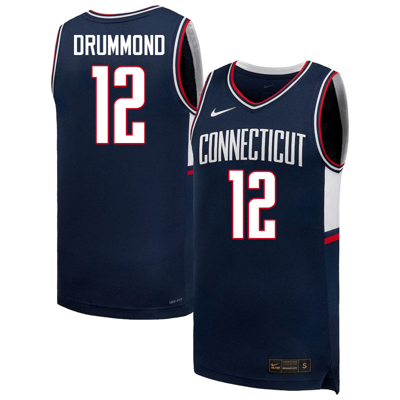 Uconn Huskies #12 Andre Drummond College Basketball Jerseys,Uniforms-Retro Navy